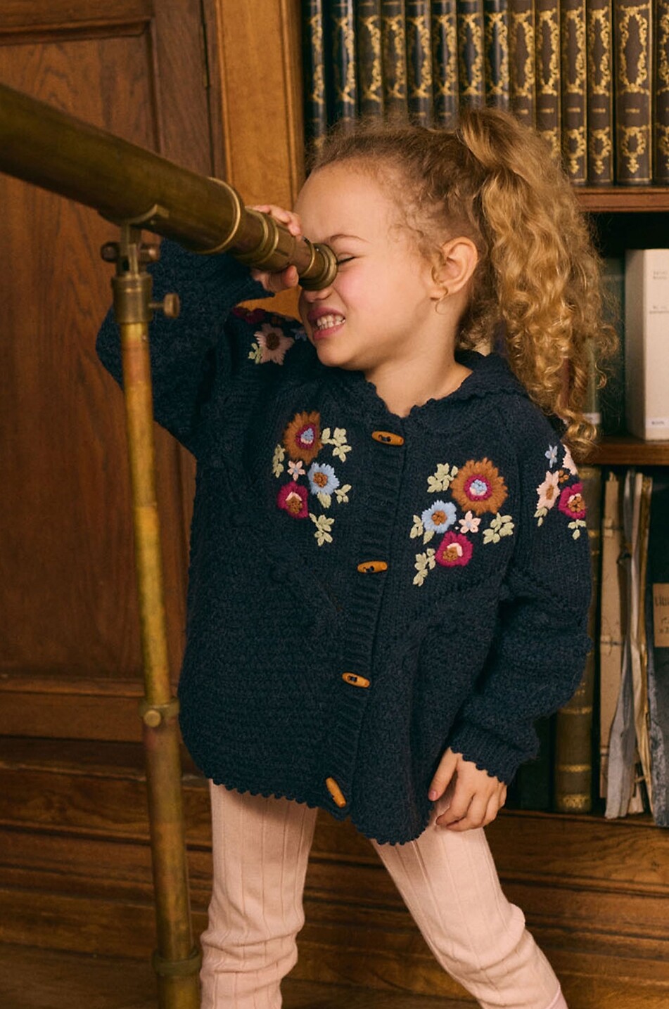 LOUISE MISHA Cape en laine mélangée à capuche fille Ezi Fille BLEU FONCE 2