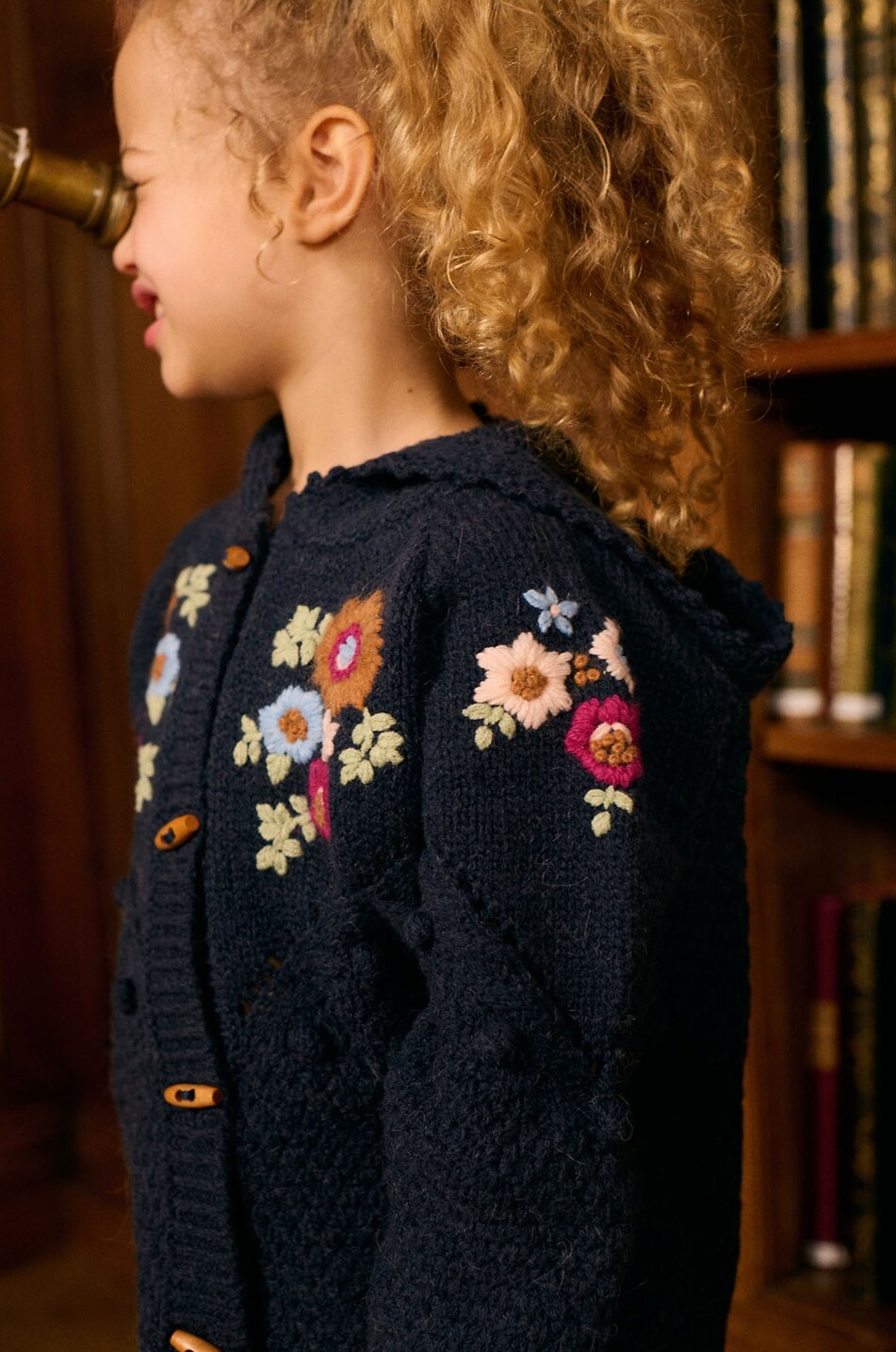 LOUISE MISHA Cape en laine mélangée à capuche fille Ezi Fille BLEU FONCE 3