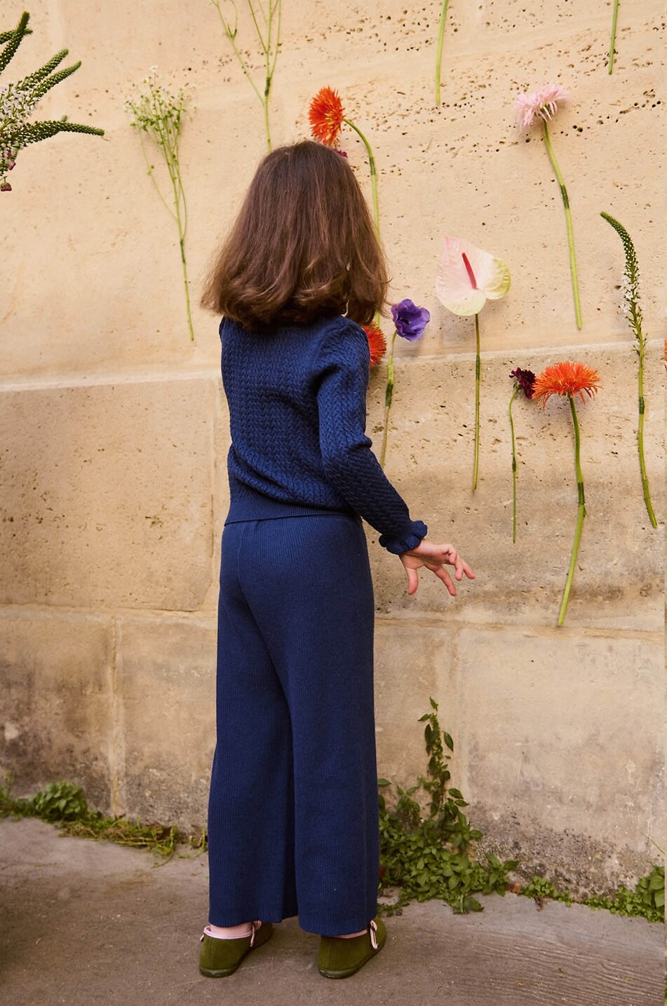 LOUISE MISHA Pantalon large en maille de laine et coton fille Salia Fille BLEU FONCE 3