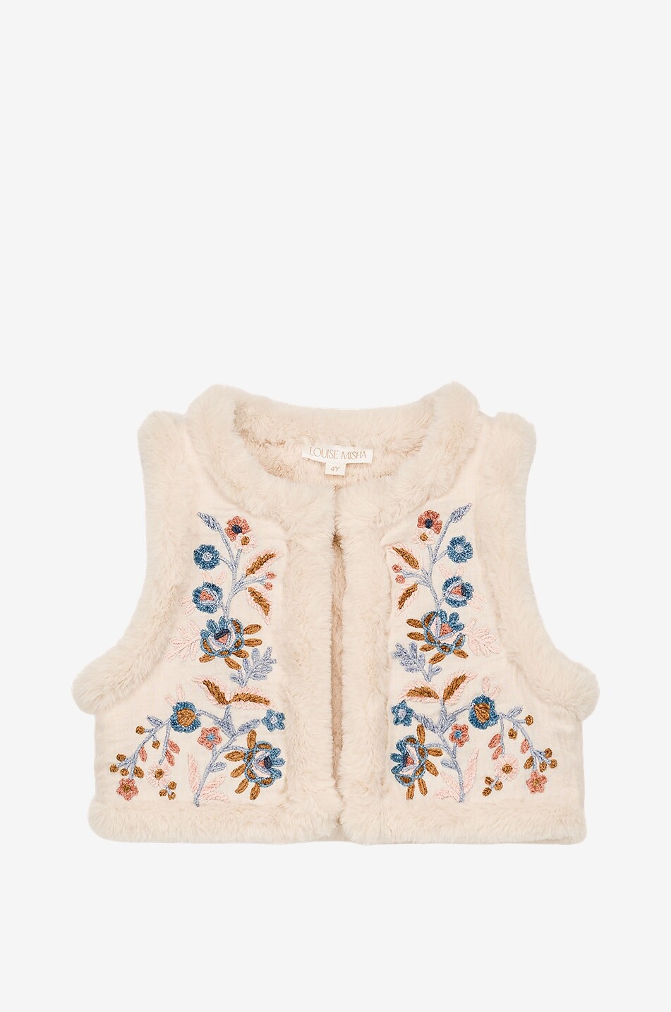 Gilet réversible brodé fille en fourrure synthétique Librana