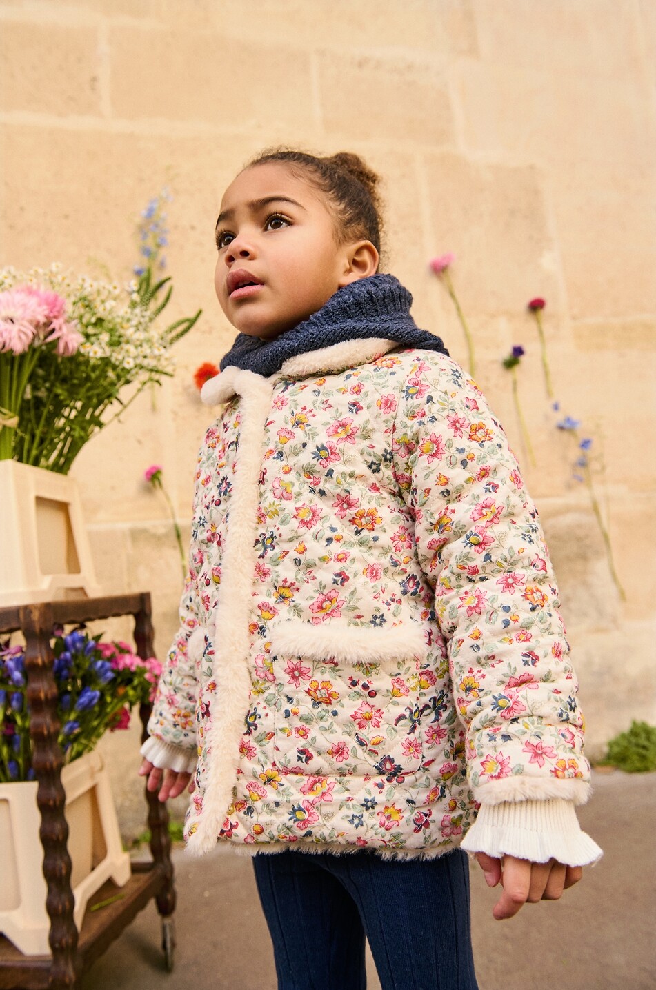 LOUISE MISHA Wendbarer Materialmix-Mädchenmantel Dalila Mädchen Hellbeige 3