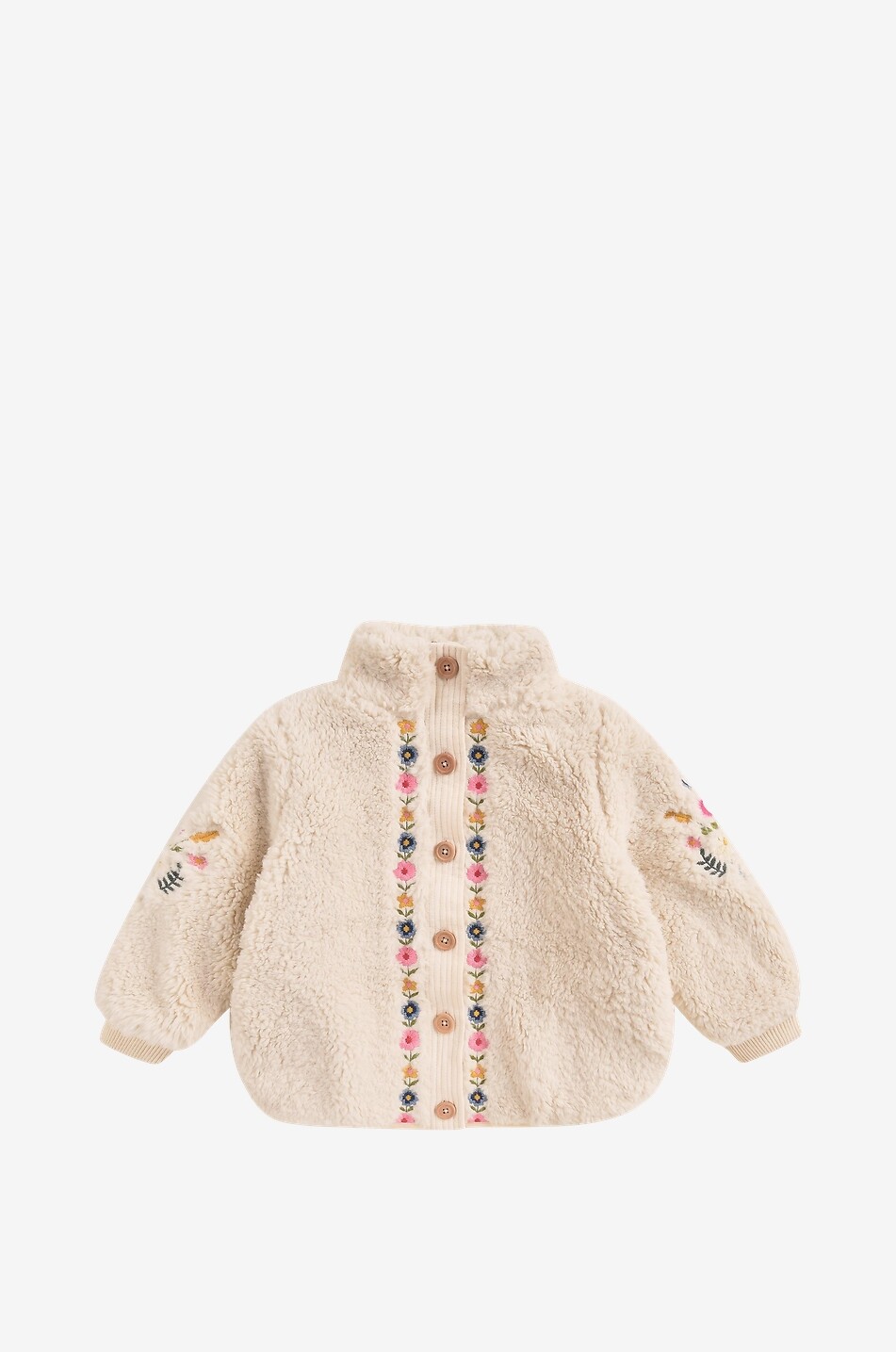 Rosinna girls' boxy short embroidered faux fur coat