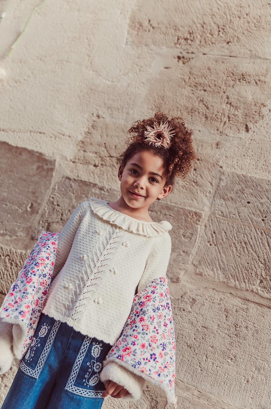 LOUISE MISHA Evina cotton baby openwork jumper Baby Light beige 2