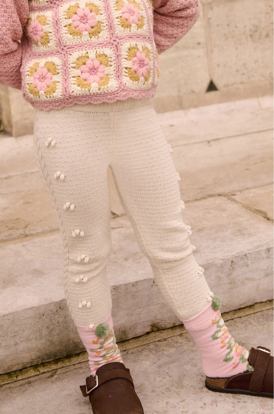 LOUISE MISHA Baby-Strickleggings aus Baumwolle Molda Baby Hellbeige 2