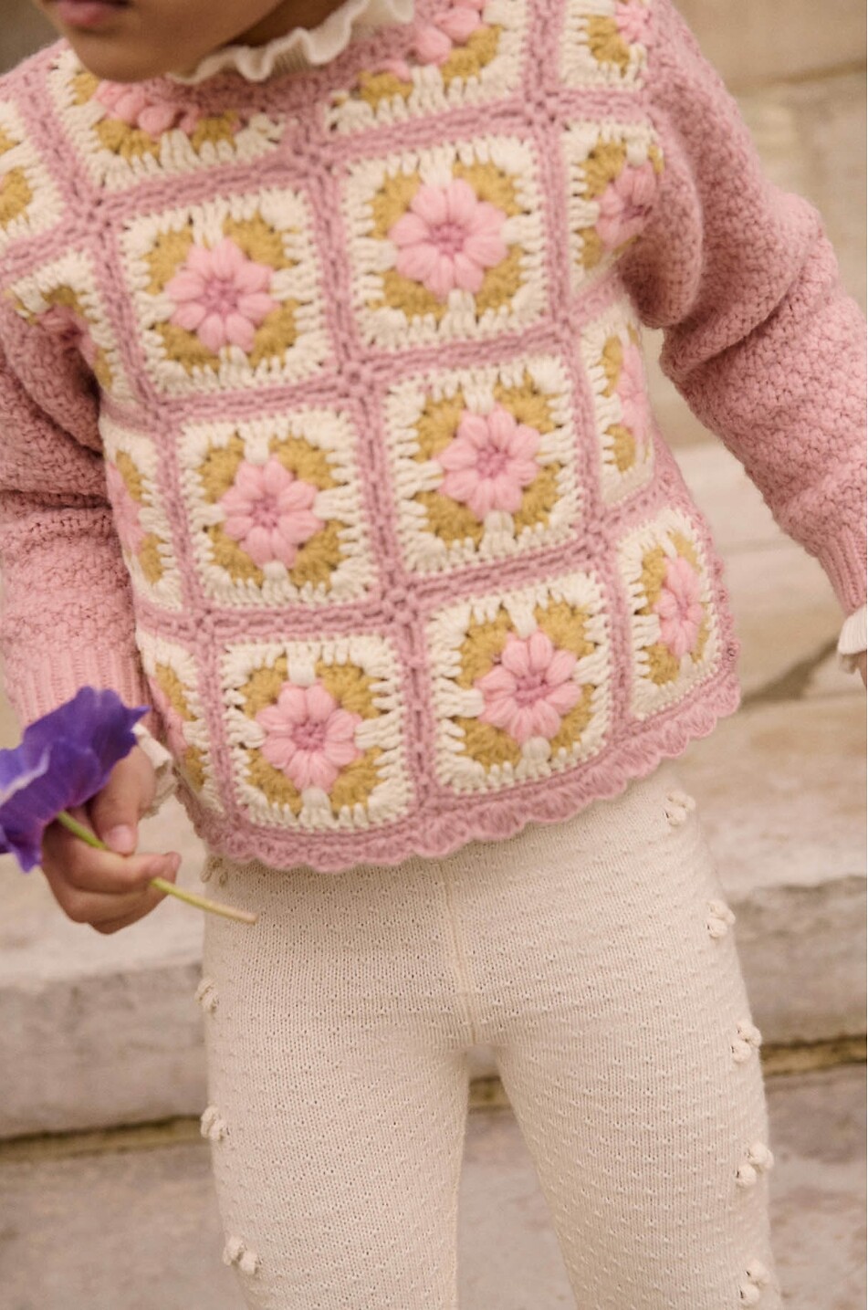LOUISE MISHA Baby-Strickleggings aus Baumwolle Molda Baby Hellbeige 3