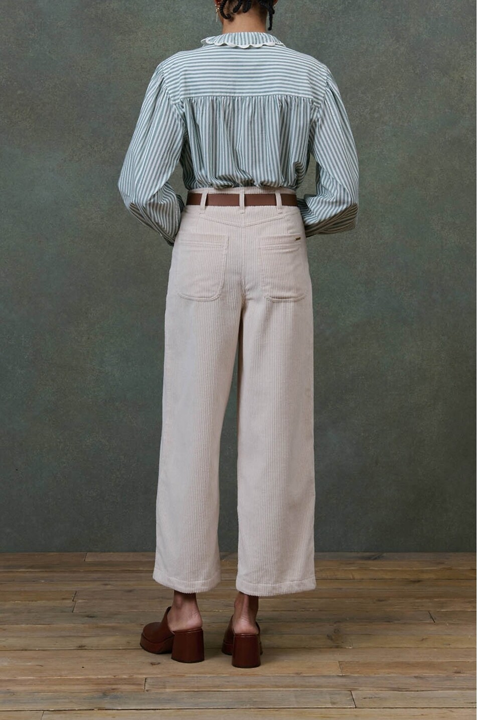 LOUISE MISHA Gestreifte Bio-Baumwollbluse mit Rüschen und Stickereien Cora Damen MITTELGRÜN 3