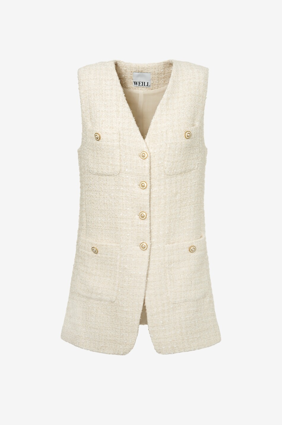 sheller flower spangle tweed gilet