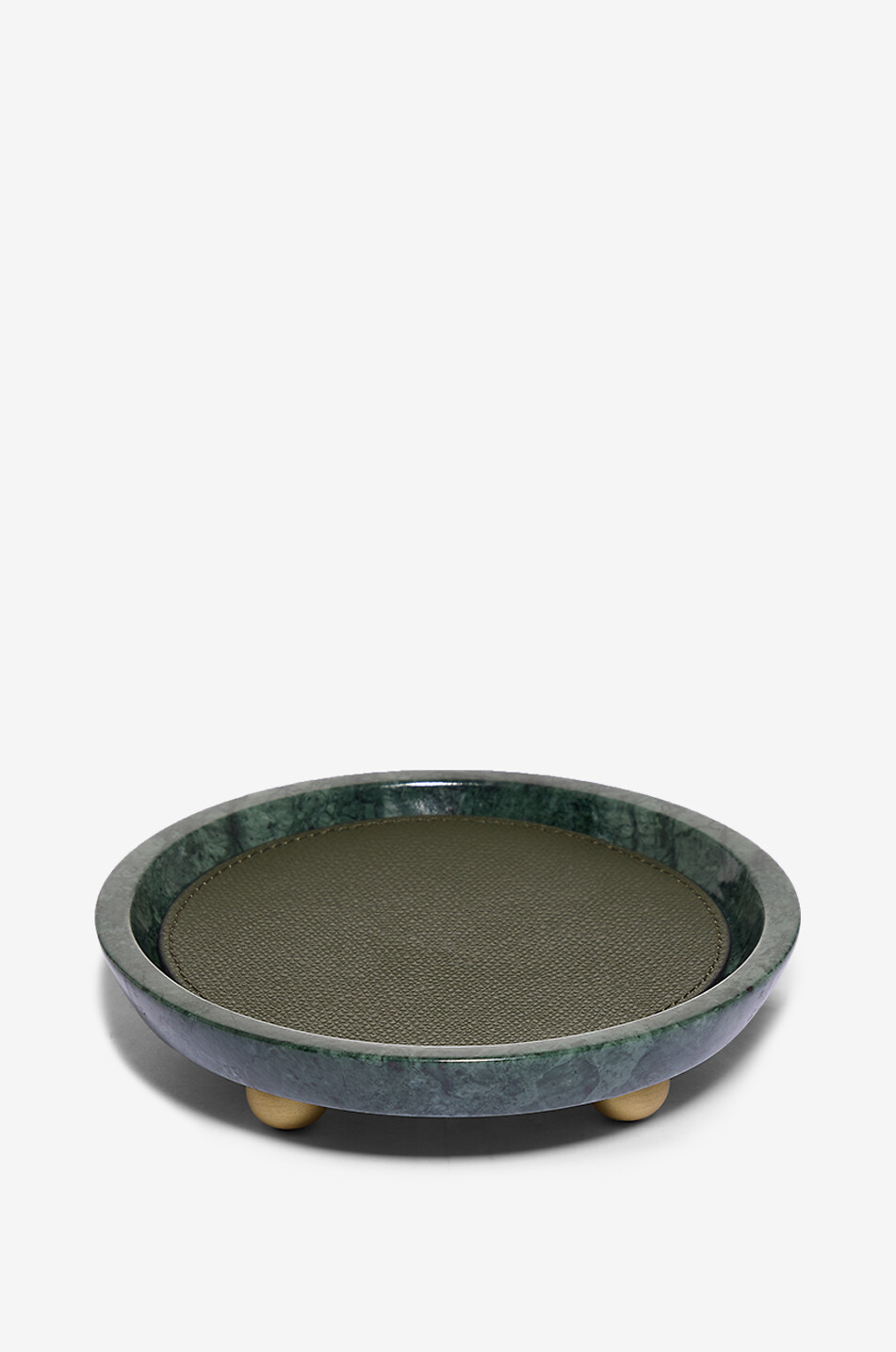 Monza leather marble round trinket tray