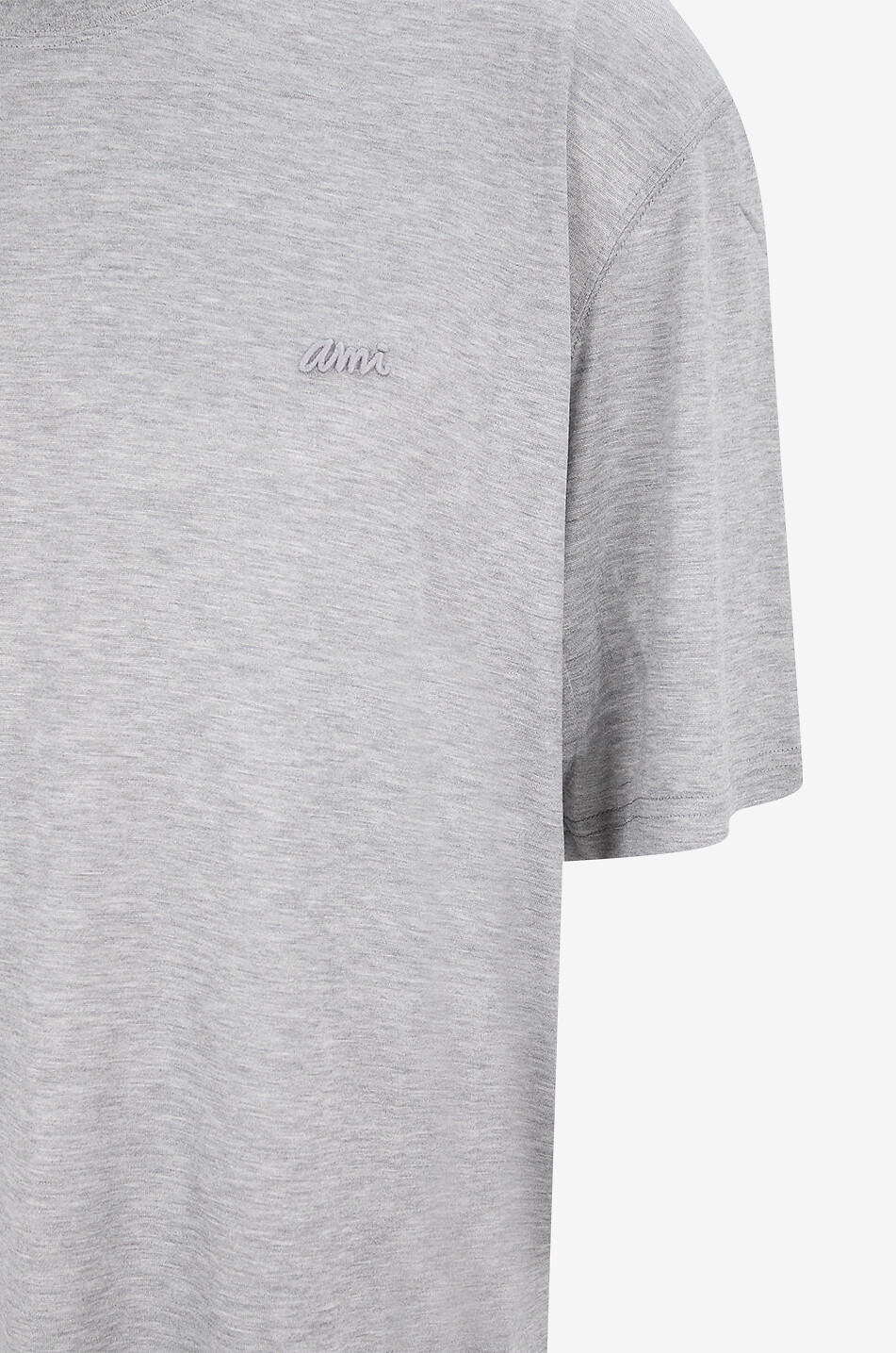 AMI T-shirt en jersey de coton soie chiné Homme GRIS 3