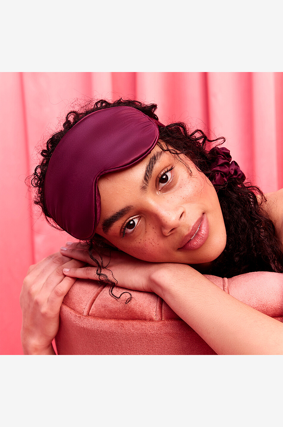 SLIP Masque de nuit en soie Contour Crimson Unisexe ROUGE FONCÉ 3