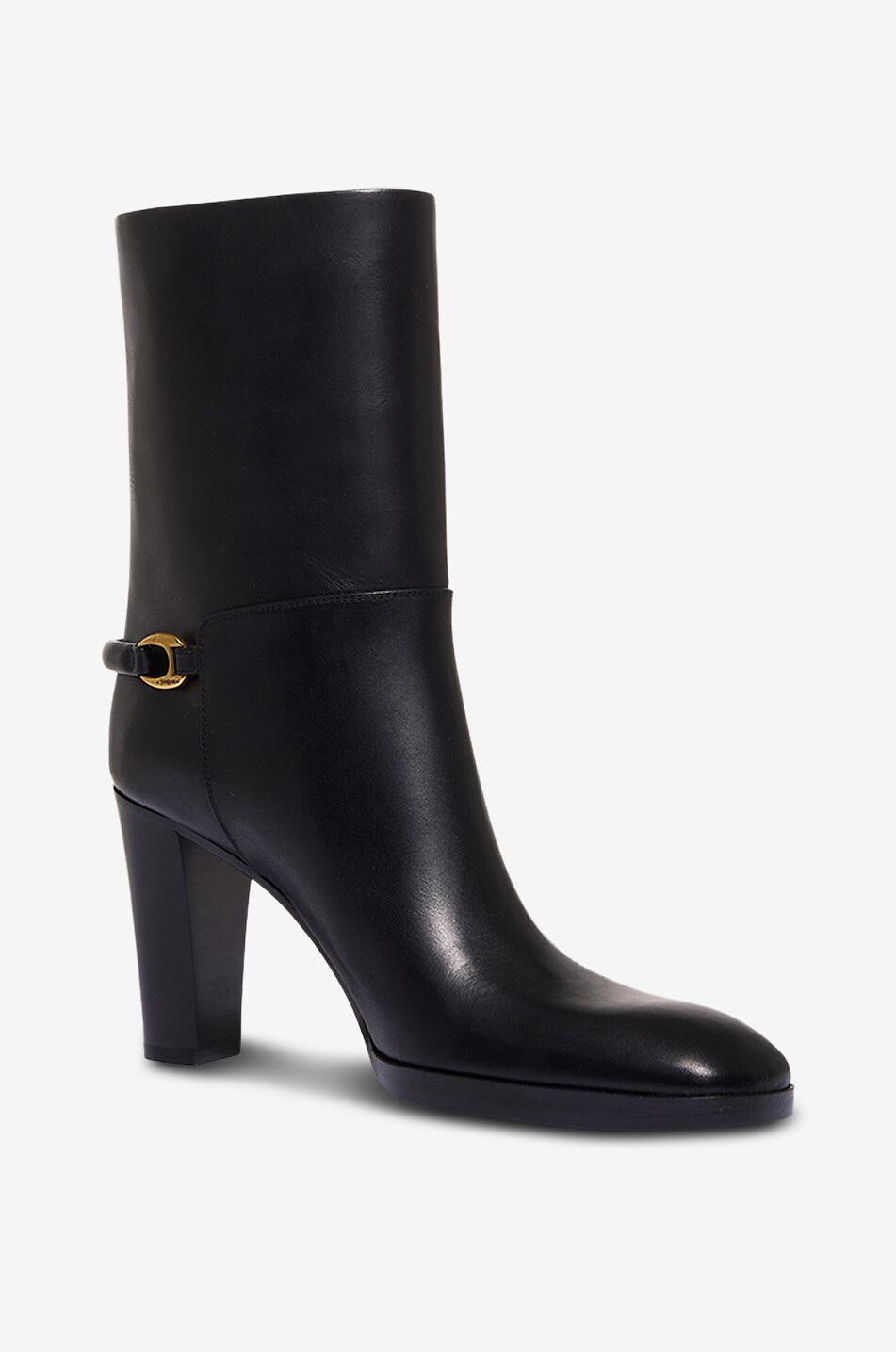 Bottines à talon et bout carré en cuir lisse Sulpice 80