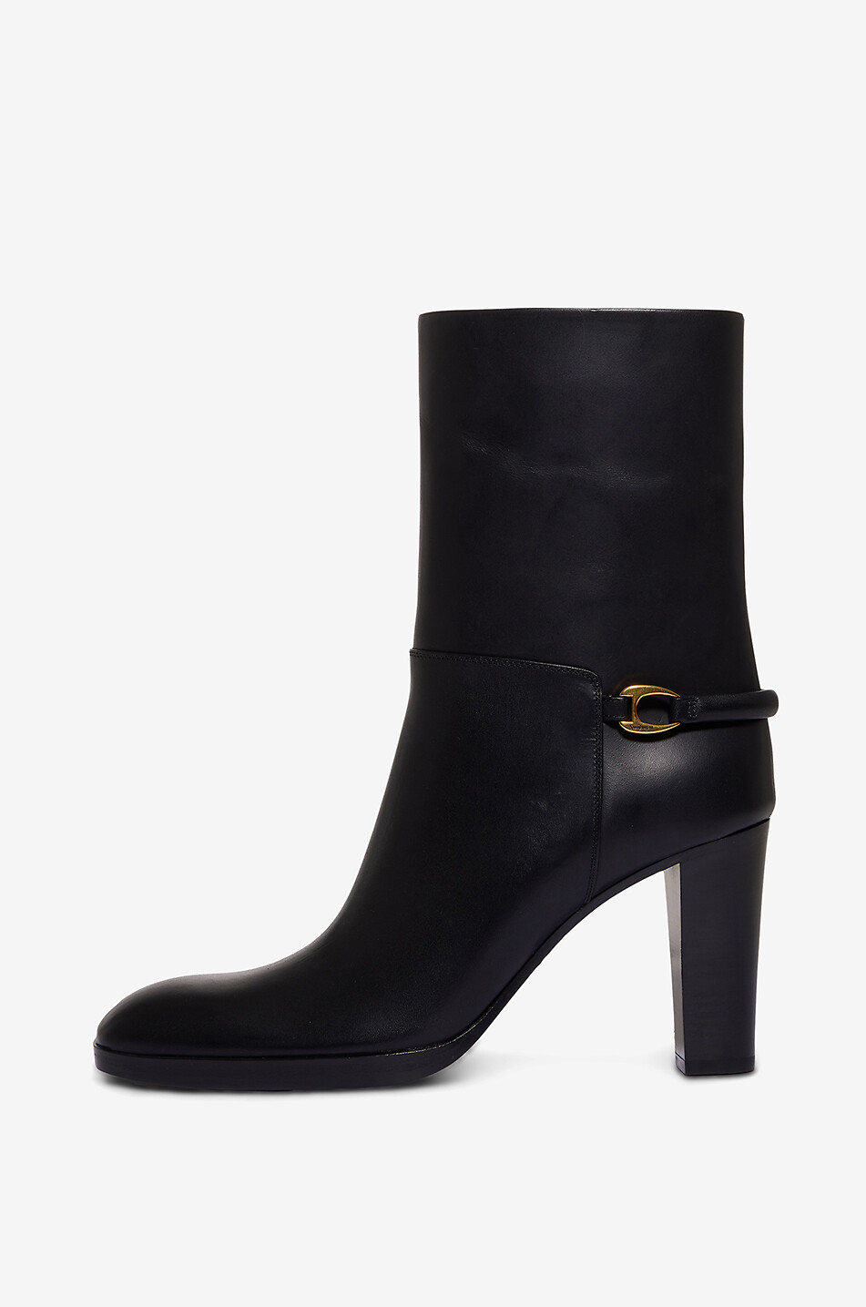 SAINT LAURENT PARIS Bottines à talon et bout carré en cuir lisse Sulpice 80 Femme NOIR 3