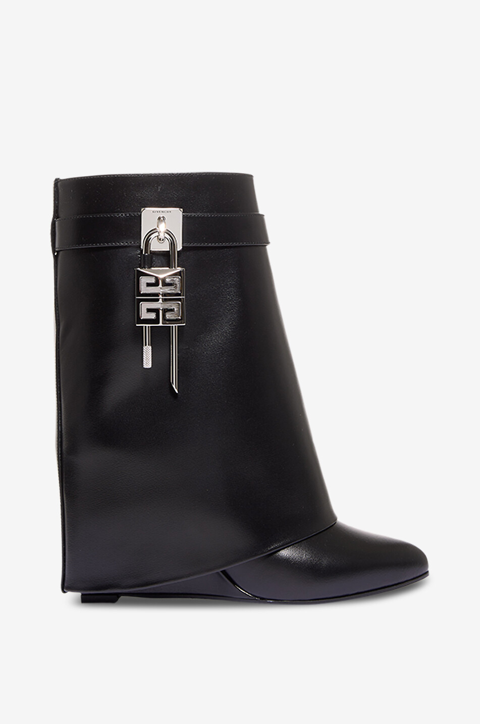 GIVENCHY Bottines compensées en cuir de veau Shark Lock 90 Femme NOIR 2