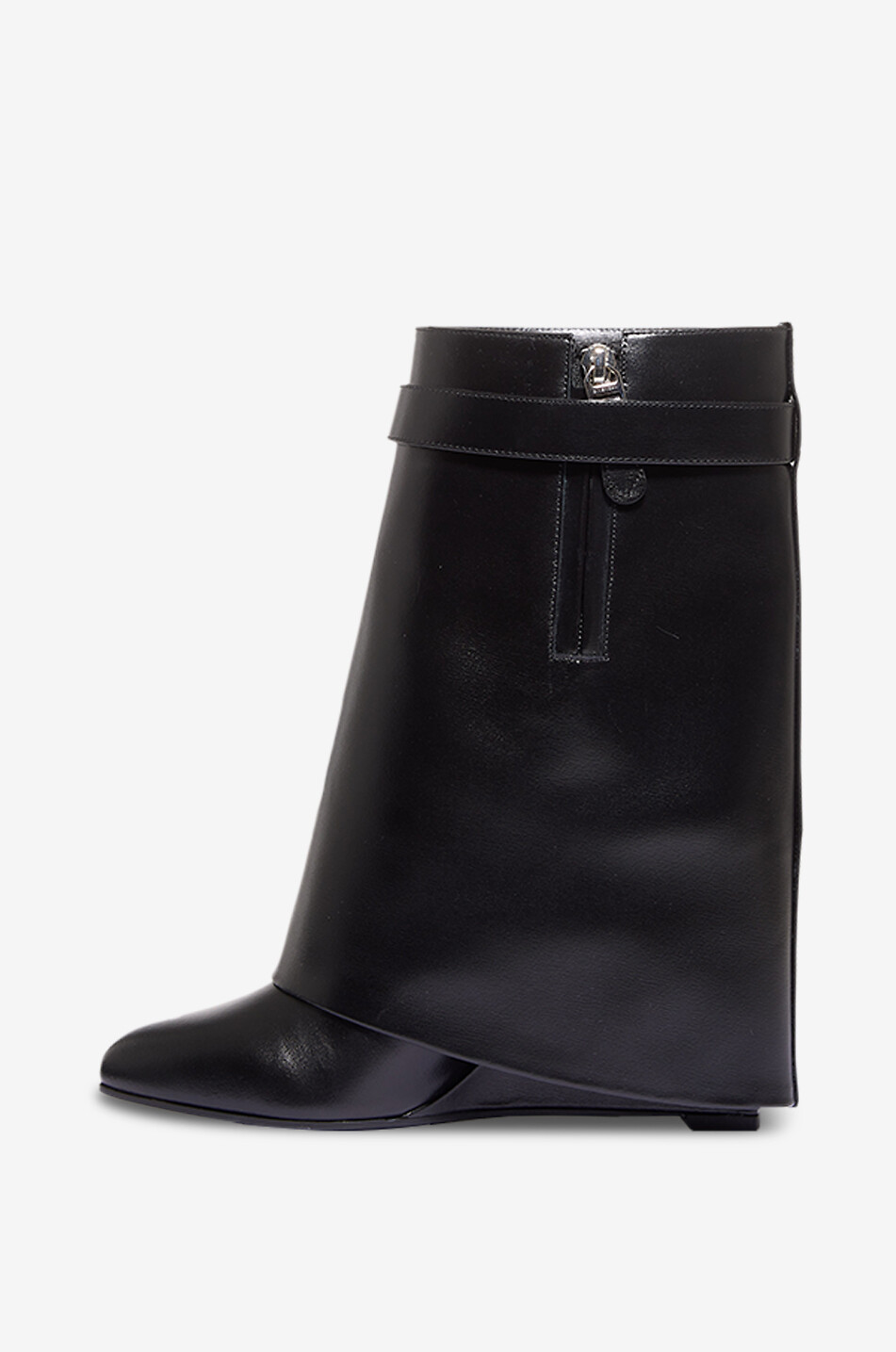 GIVENCHY Bottines compensées en cuir de veau Shark Lock 90 Femme NOIR 3