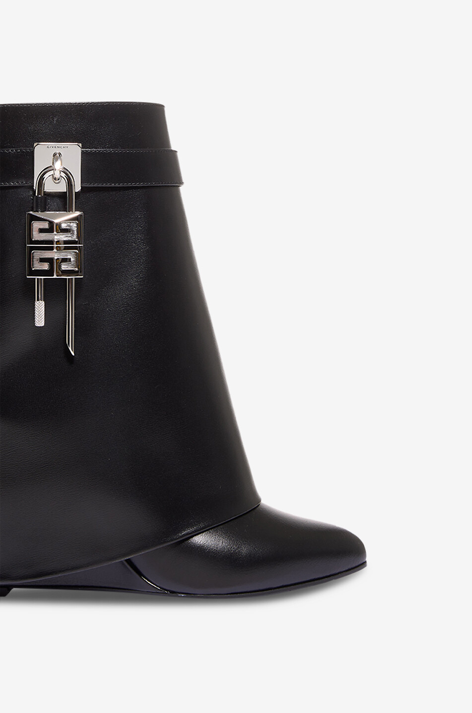 GIVENCHY Bottines compensées en cuir de veau Shark Lock 90 Femme NOIR 4