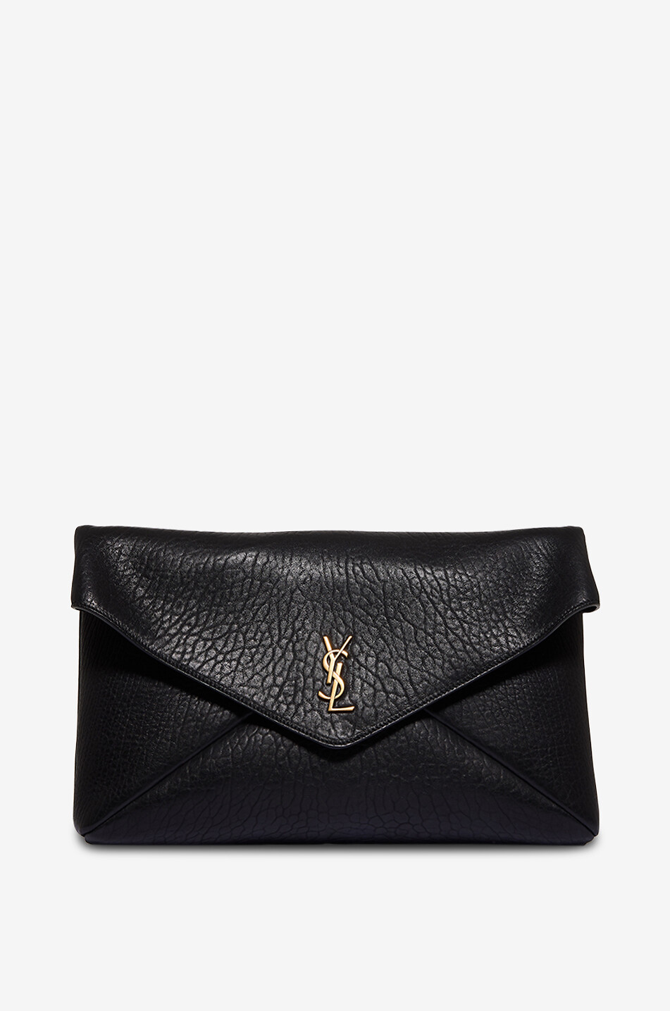 SAINT LAURENT PARIS Pochette chaîne en cuir nappa grainé Cassandre XXL Femme NOIR 1