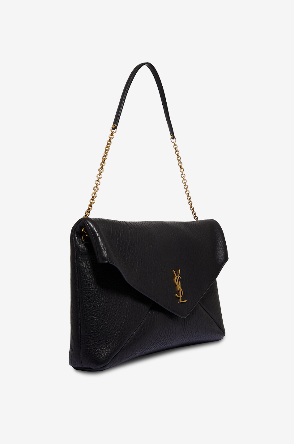 SAINT LAURENT PARIS Pochette chaîne en cuir nappa grainé Cassandre XXL Femme NOIR 2