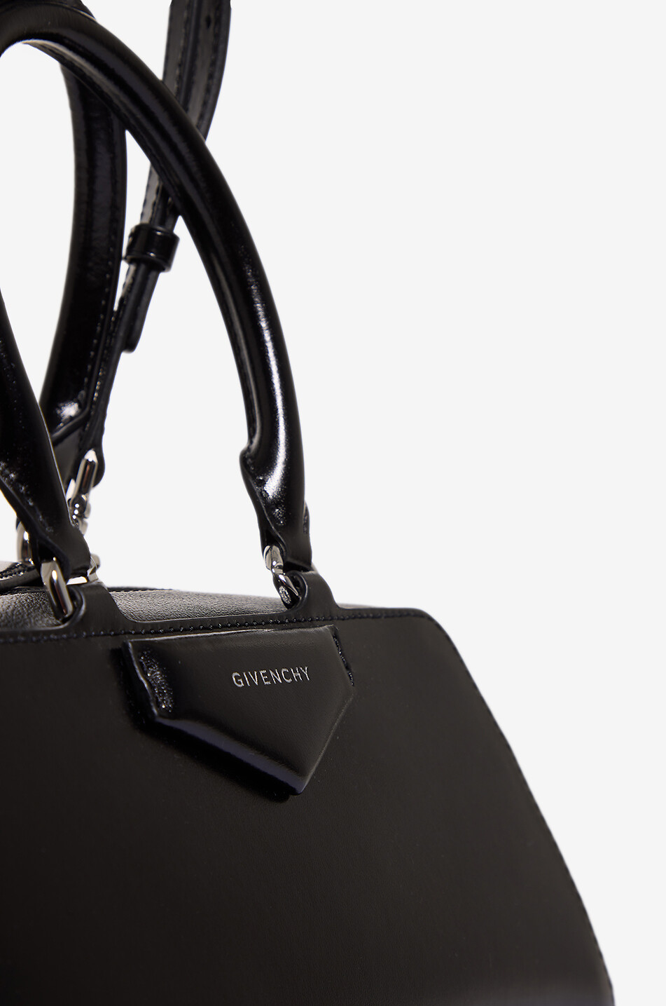 GIVENCHY Antigona East-West Small shiny leather handbag Women BLACK 6