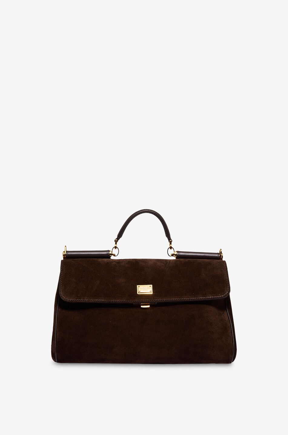 バッグ Dolce & Gabbana Suede Whipstitch HandBag My Sicily suede handbag - DOLCE & GABBANA - DARK BROWN - Bongénie