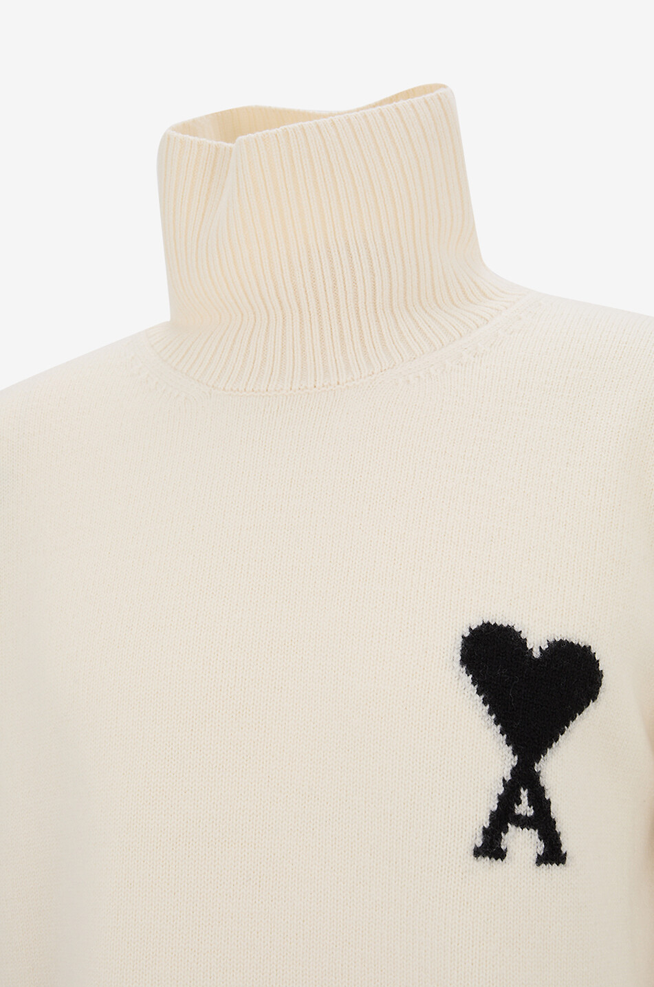AMI Felted merino wool pullover Men EGGSHELL 3