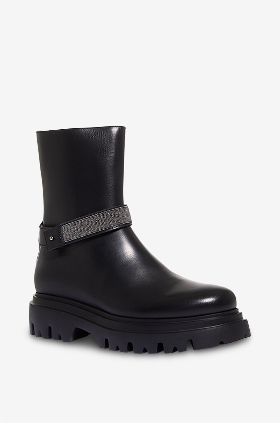 Flache Glattlederstiefeletten Filo Diamante 40