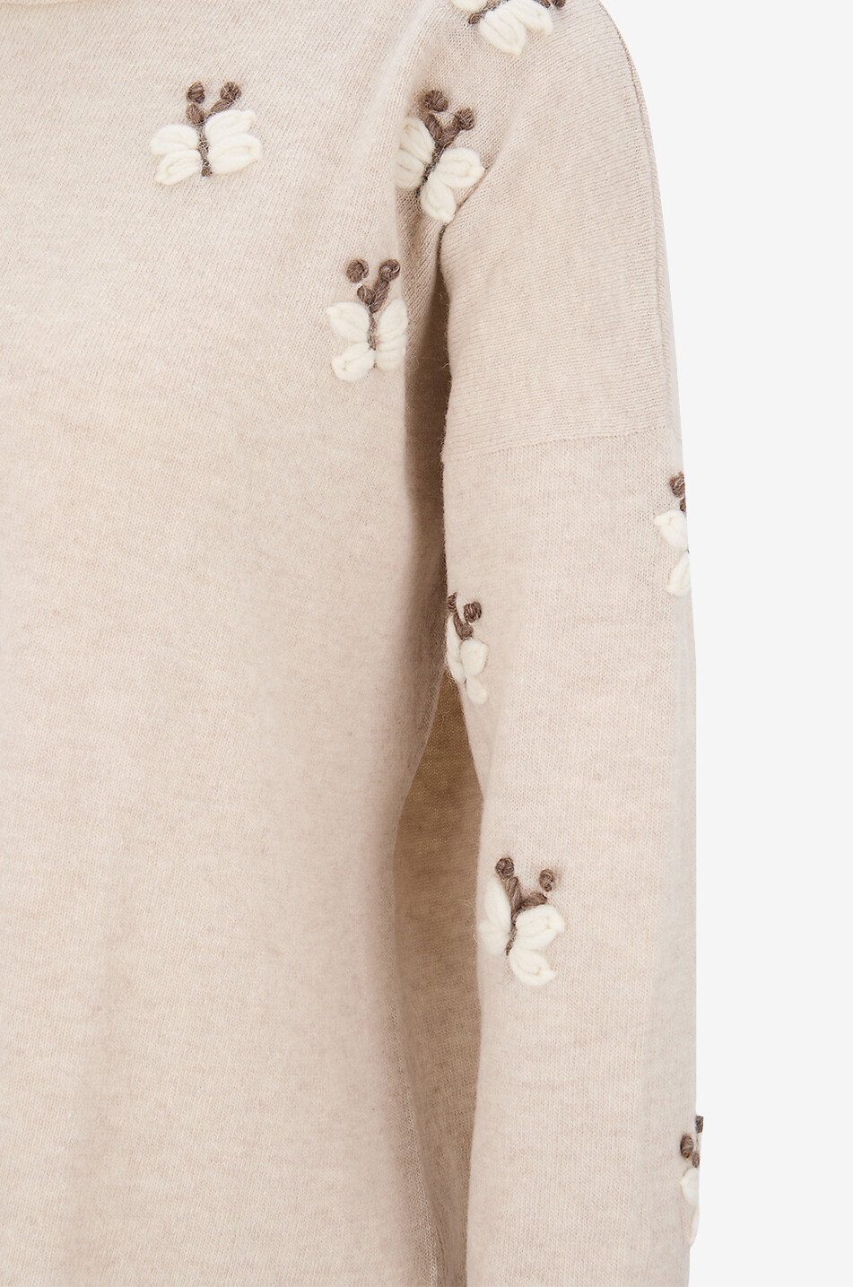 YC MILANO Pull en jersey à col bateau brodé Femme Beige clair 3