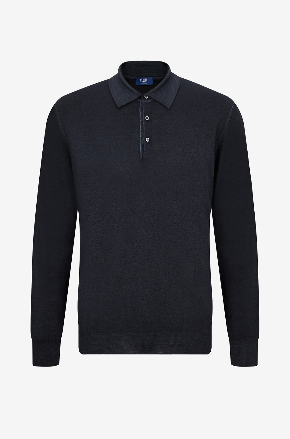FEDELI Feines Merinowoll-Strick-Polohemd Herren SCHWARZ 1