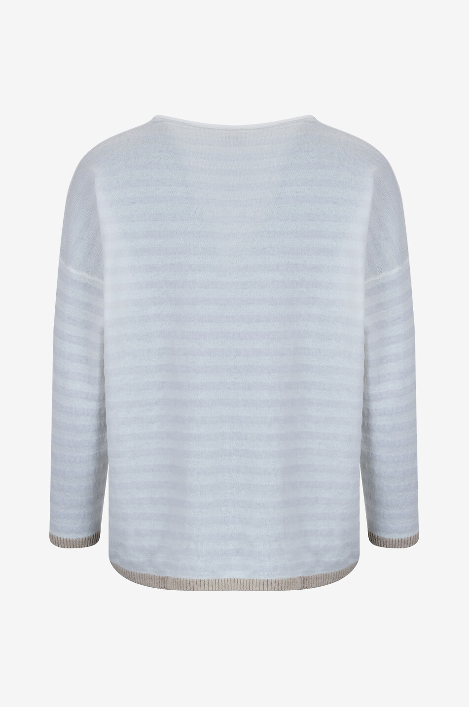 YC MILANO Pull à col rond en maille rayée Femme BLANC CASSE 2