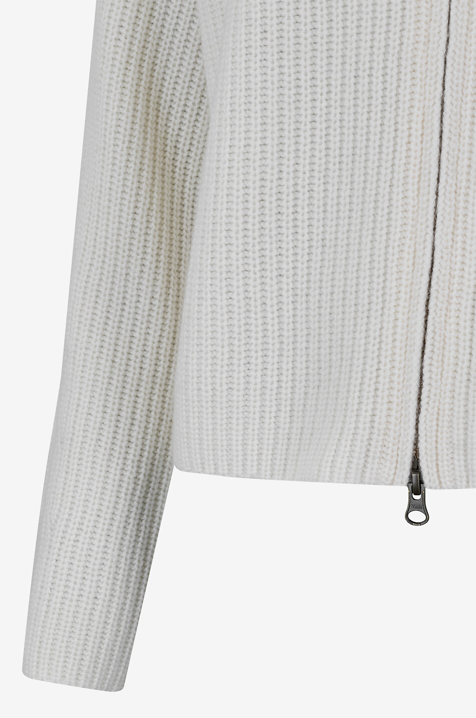 LISA YANG Cardigan zippé côtelé en cachemire Sadie Femme BLANC CASSE 3