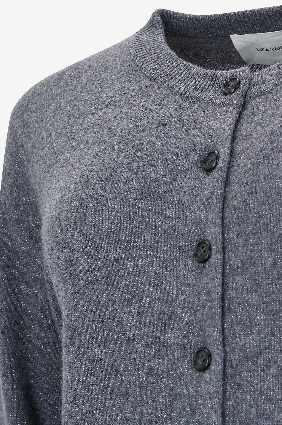 LISA YANG Meredith button-down cashmere and lurex cardigan Women DARK GREY 3
