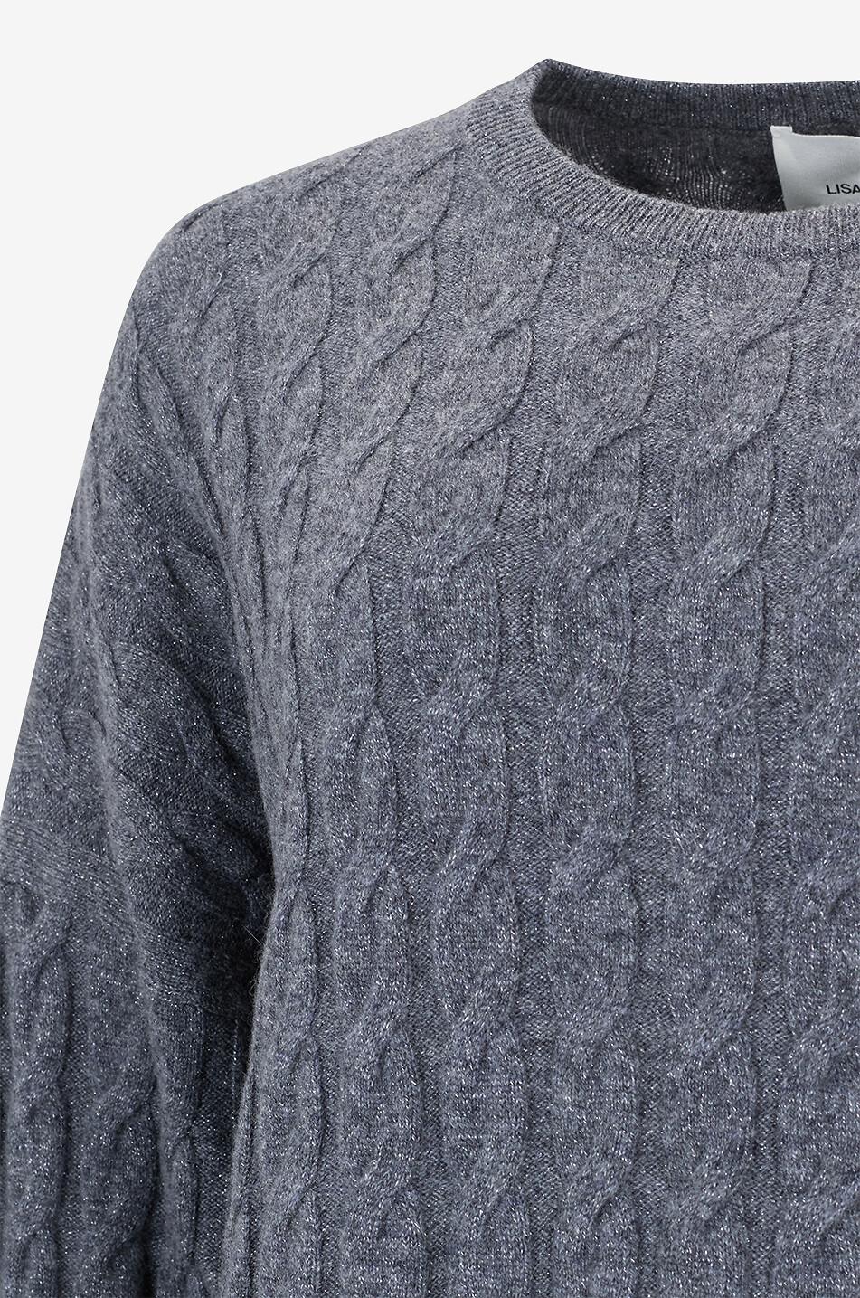LISA YANG Pull à col rond en maille pailletée Martina Femme GRIS FONCÉ 3