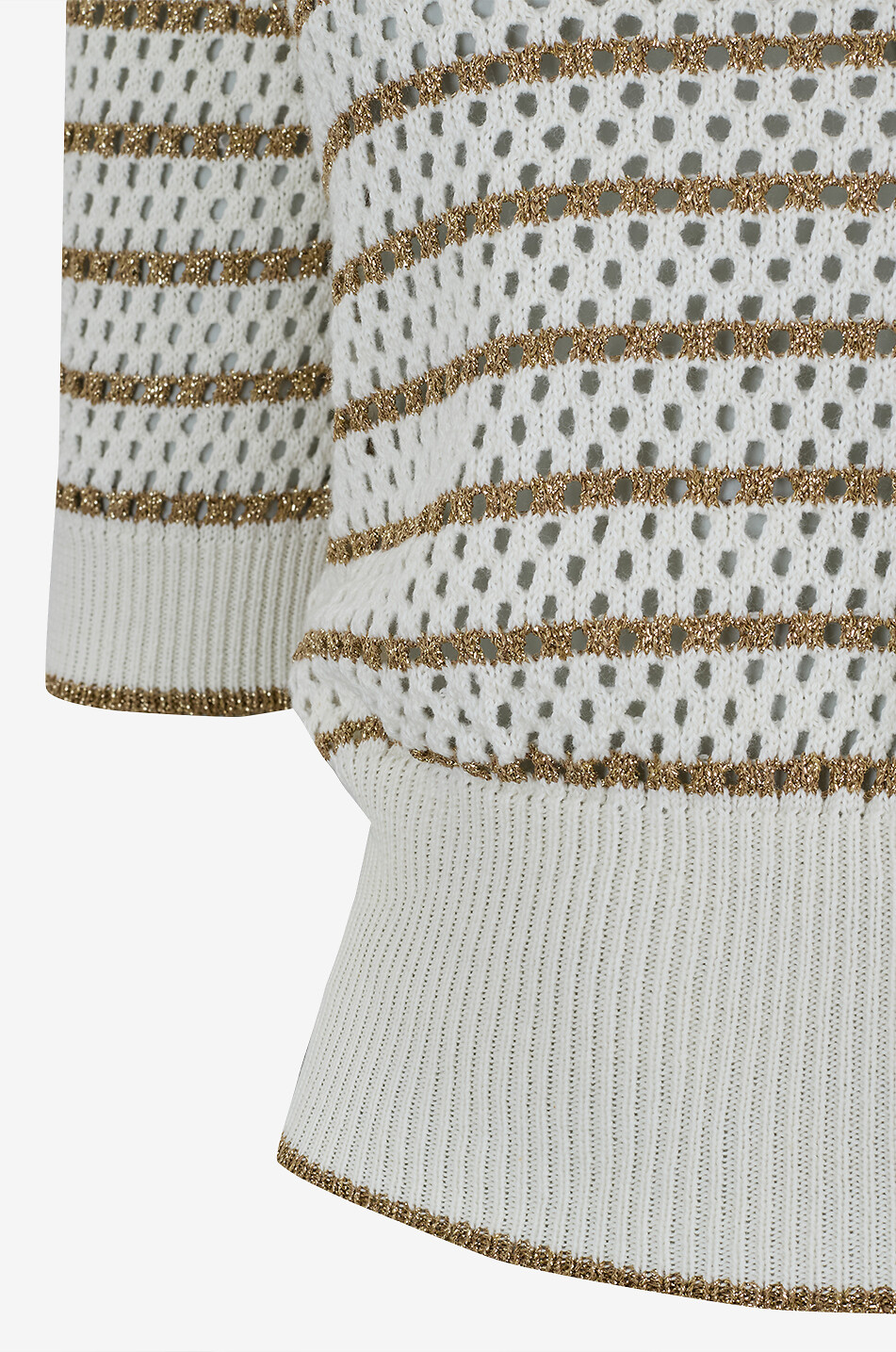 TWINSET Striped lurex crochet crewneck jumper Women GOLDEN 3