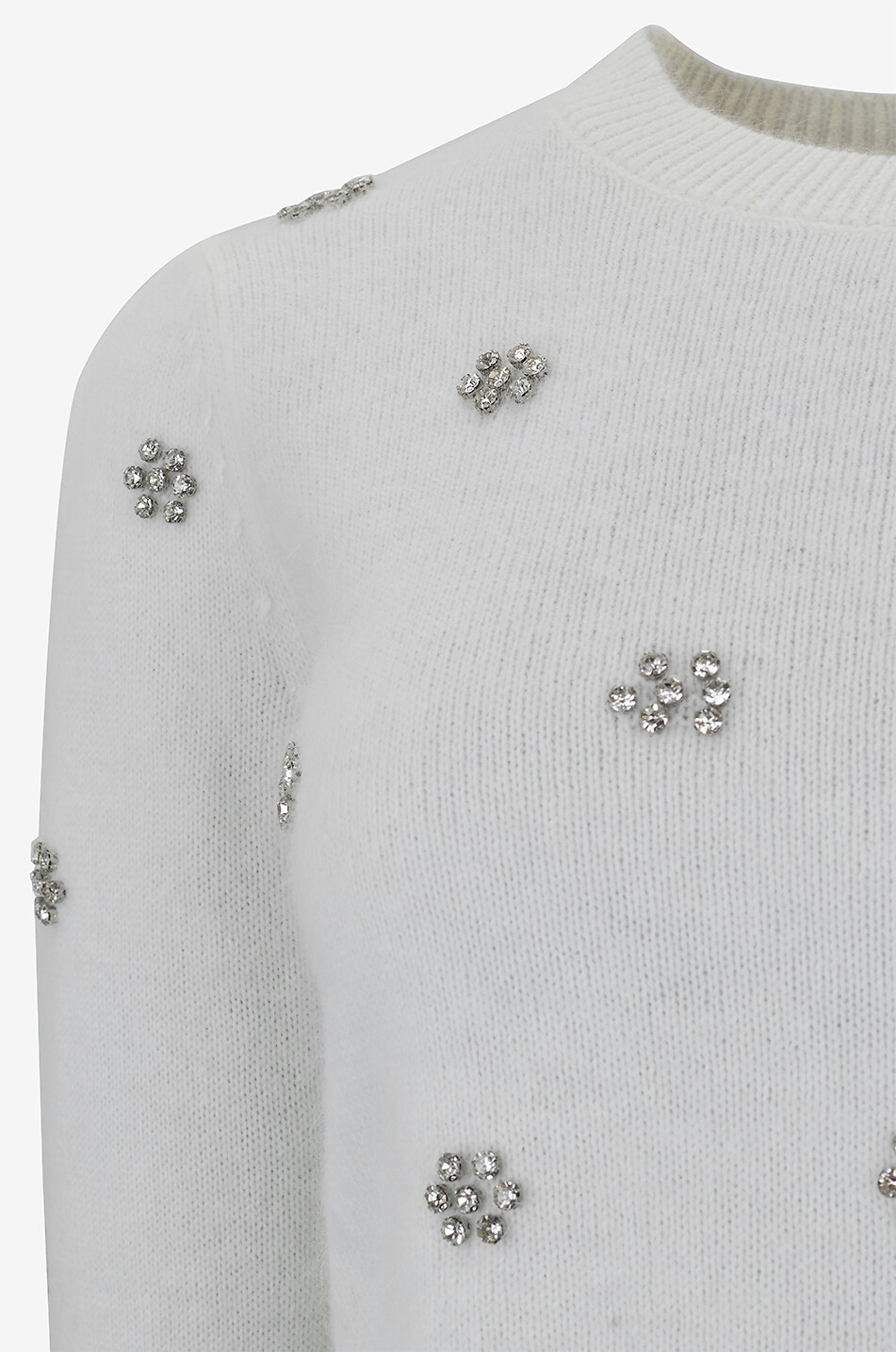 TWINSET Mohair-Pullover mit Rundhalsausschnitt und Kristallverzierung Damen WEISS 3