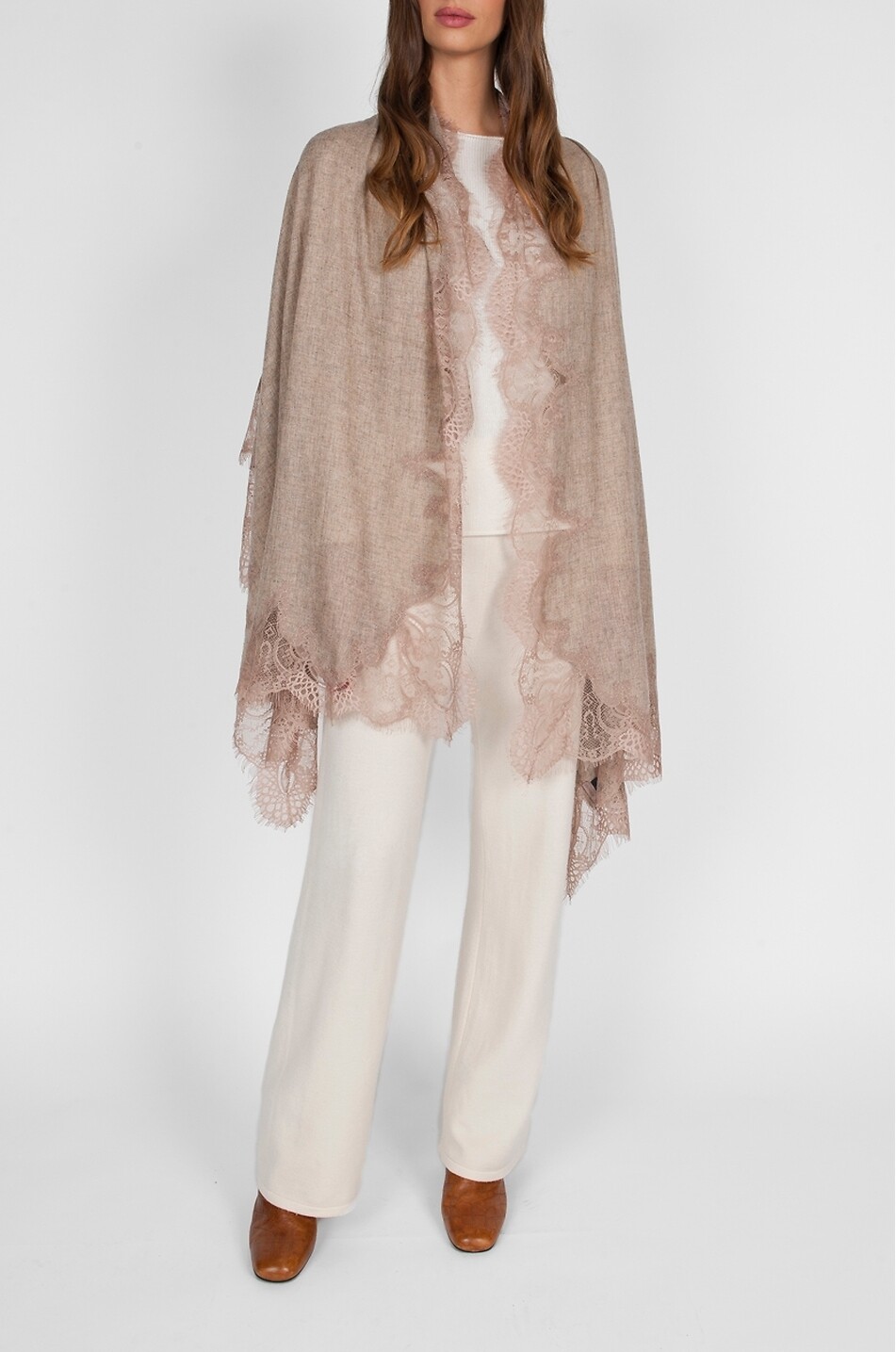 GAYNOR Narciso rectangular lace stole Women BEIGE 4