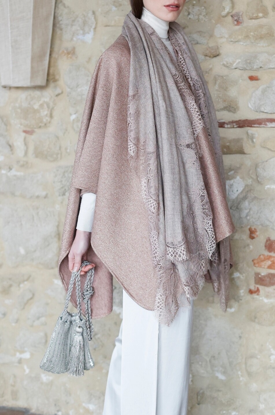 GAYNOR Narciso rectangular lace stole Women BEIGE 5