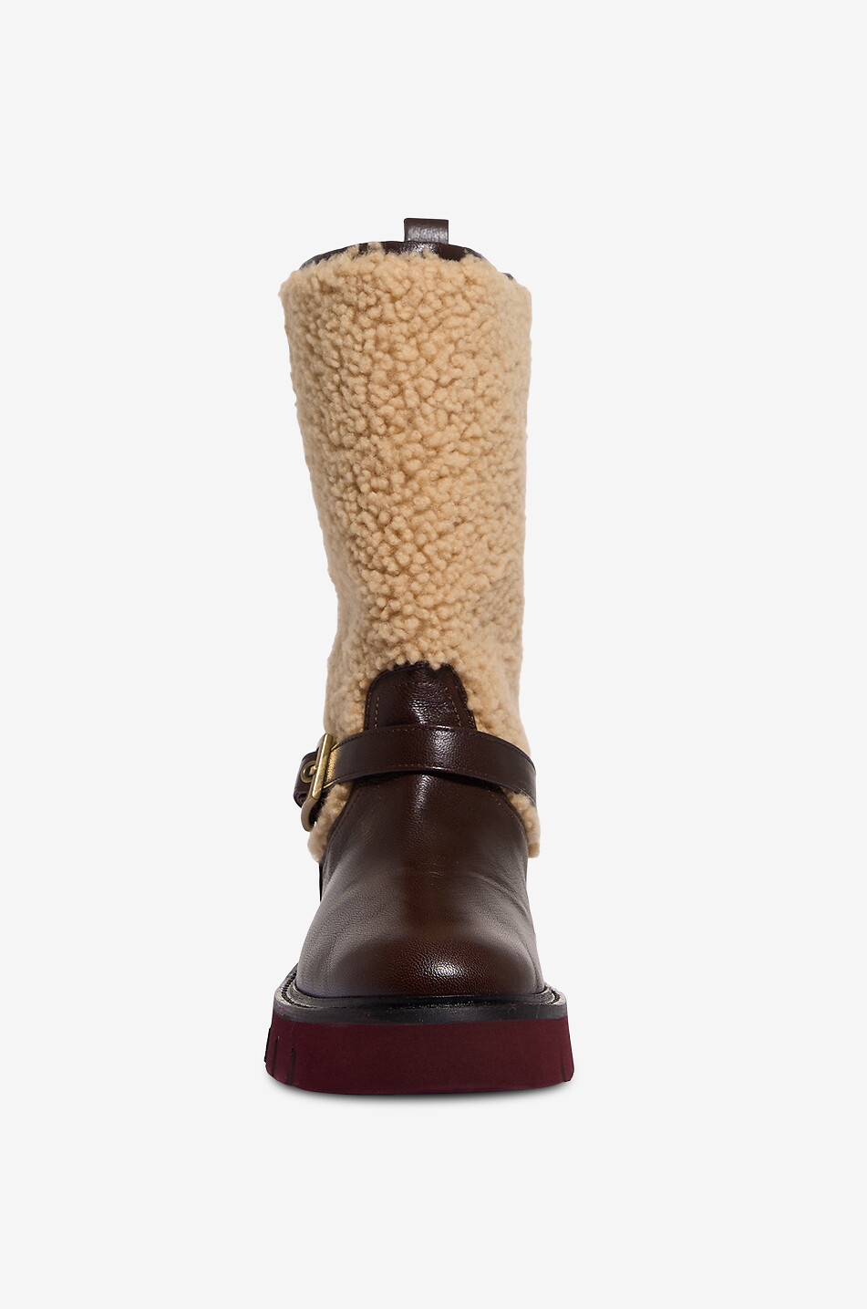 BONGENIE Flache Stiefel aus synthetischem Lammfell Giora Damen BRAUN 2