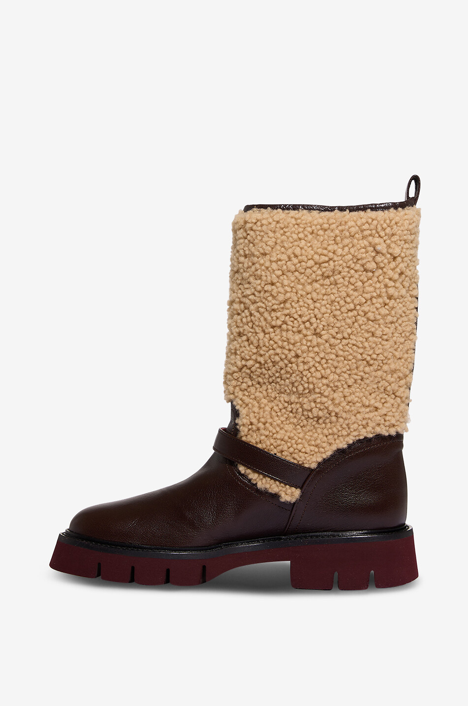 BONGENIE Flache Stiefel aus synthetischem Lammfell Giora Damen BRAUN 3