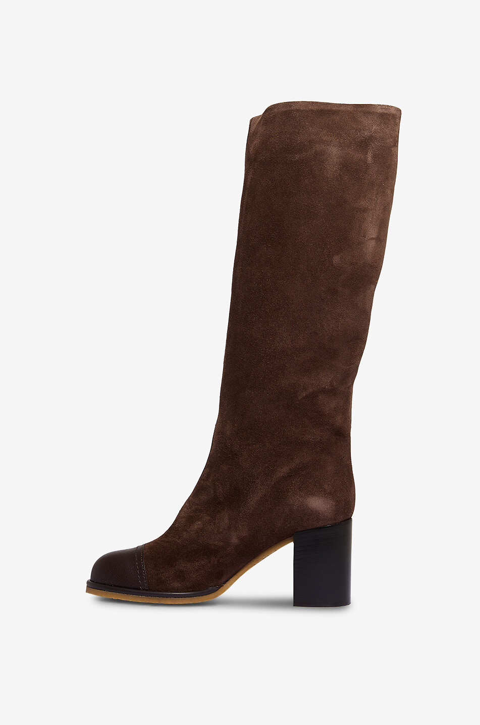 BONGÉNIE Bottes à talon carré en daim Tabatas Femme MARRON FONCÉ 3