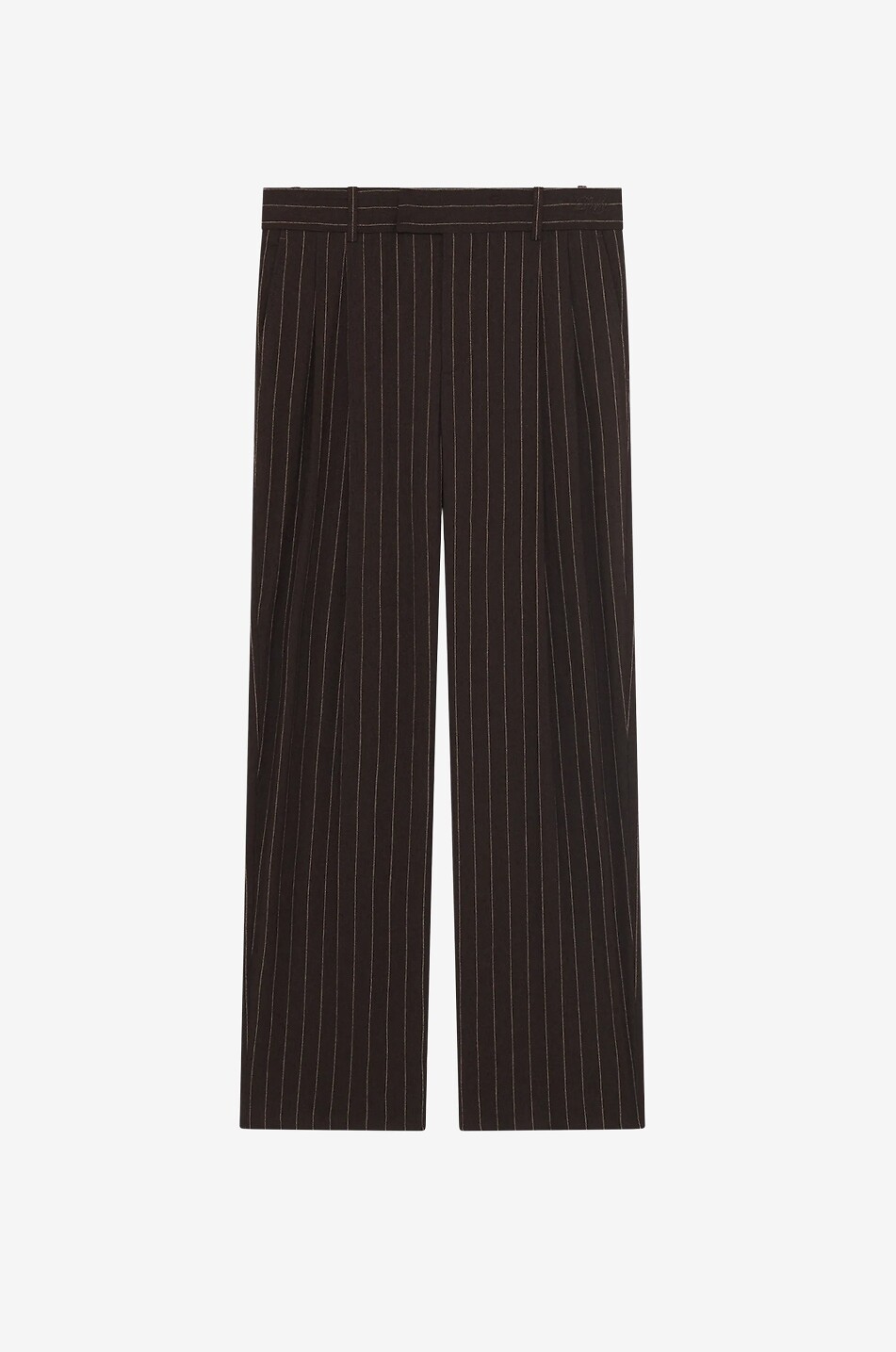 DROLE DE MONSIEUR Straight pleated wool pinstripe trousers Men DARK BROWN 1