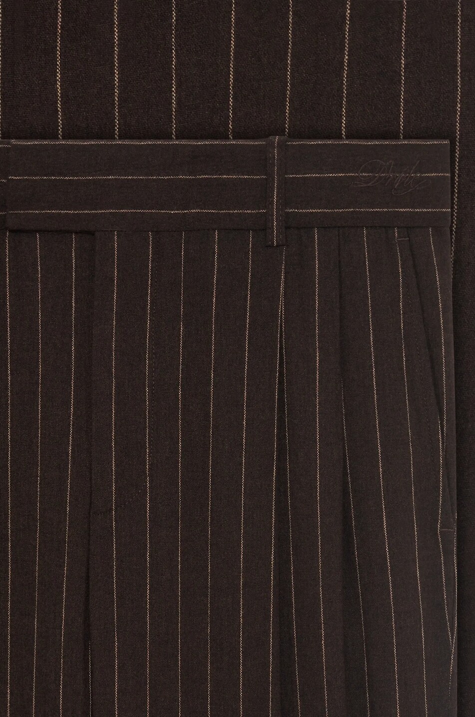 DROLE DE MONSIEUR Straight pleated wool pinstripe trousers Men DARK BROWN 2