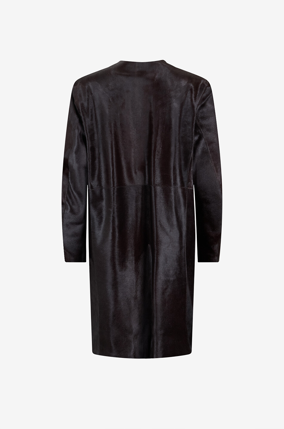 LOULOU DE SAISON Manteau long en cuir aspect poulain Miller Femme MARRON FONCÉ 2