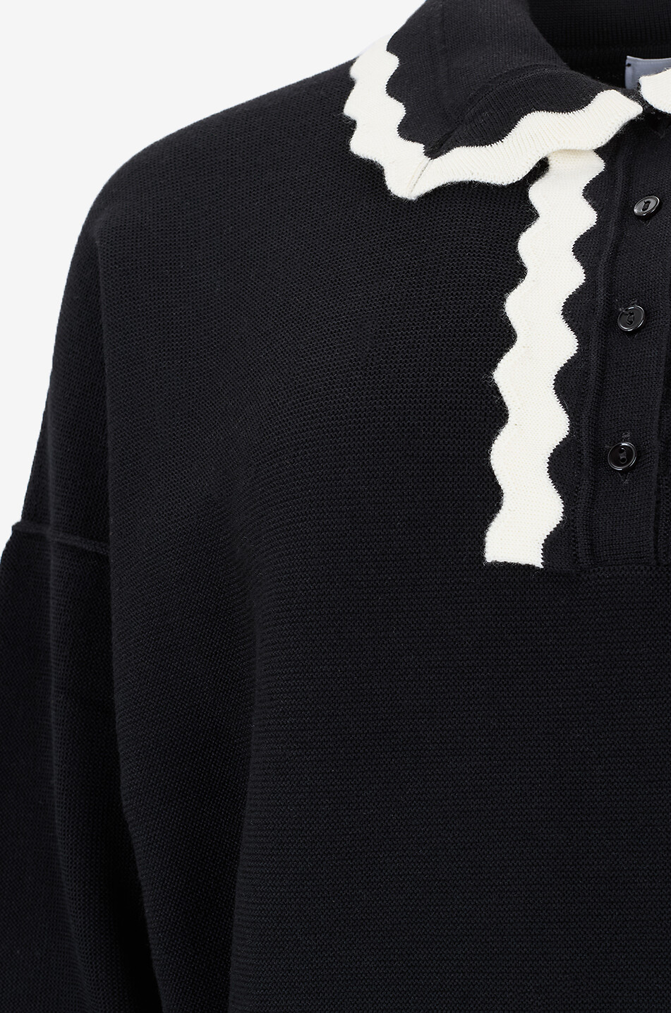 MOLLI Top à col polo en maille Duchesse Femme NOIR 3