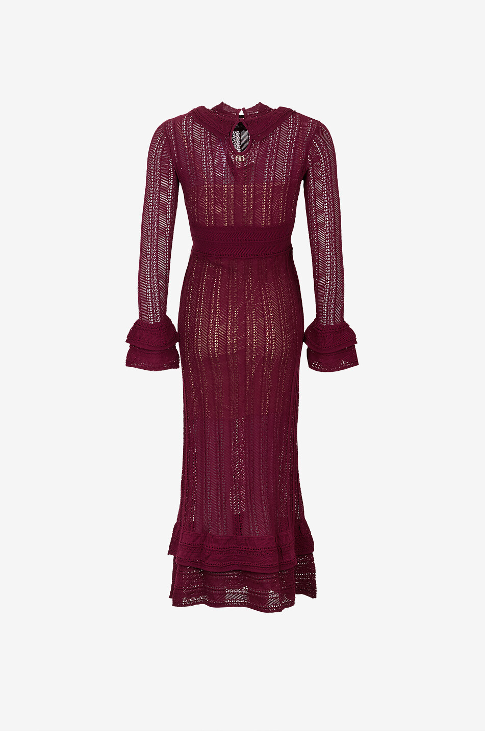 TWINSET Langes Strickkleid mit Stehkragen Damen DUNKELROT 2