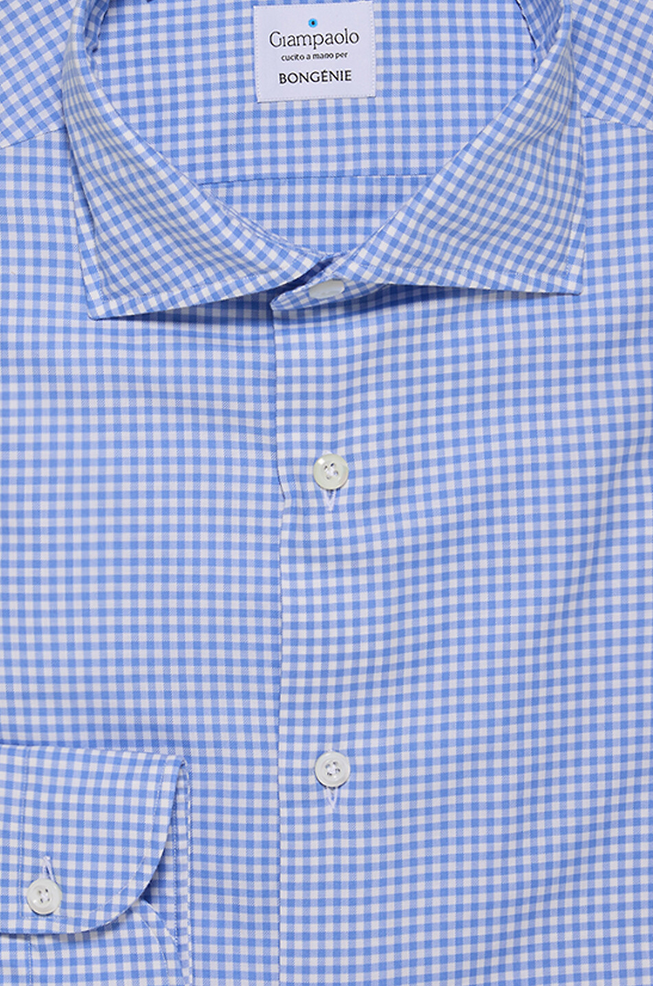 GIAMPAOLO Gingham check cotton shirt with Italian collar Men LIGHT BLUE 2
