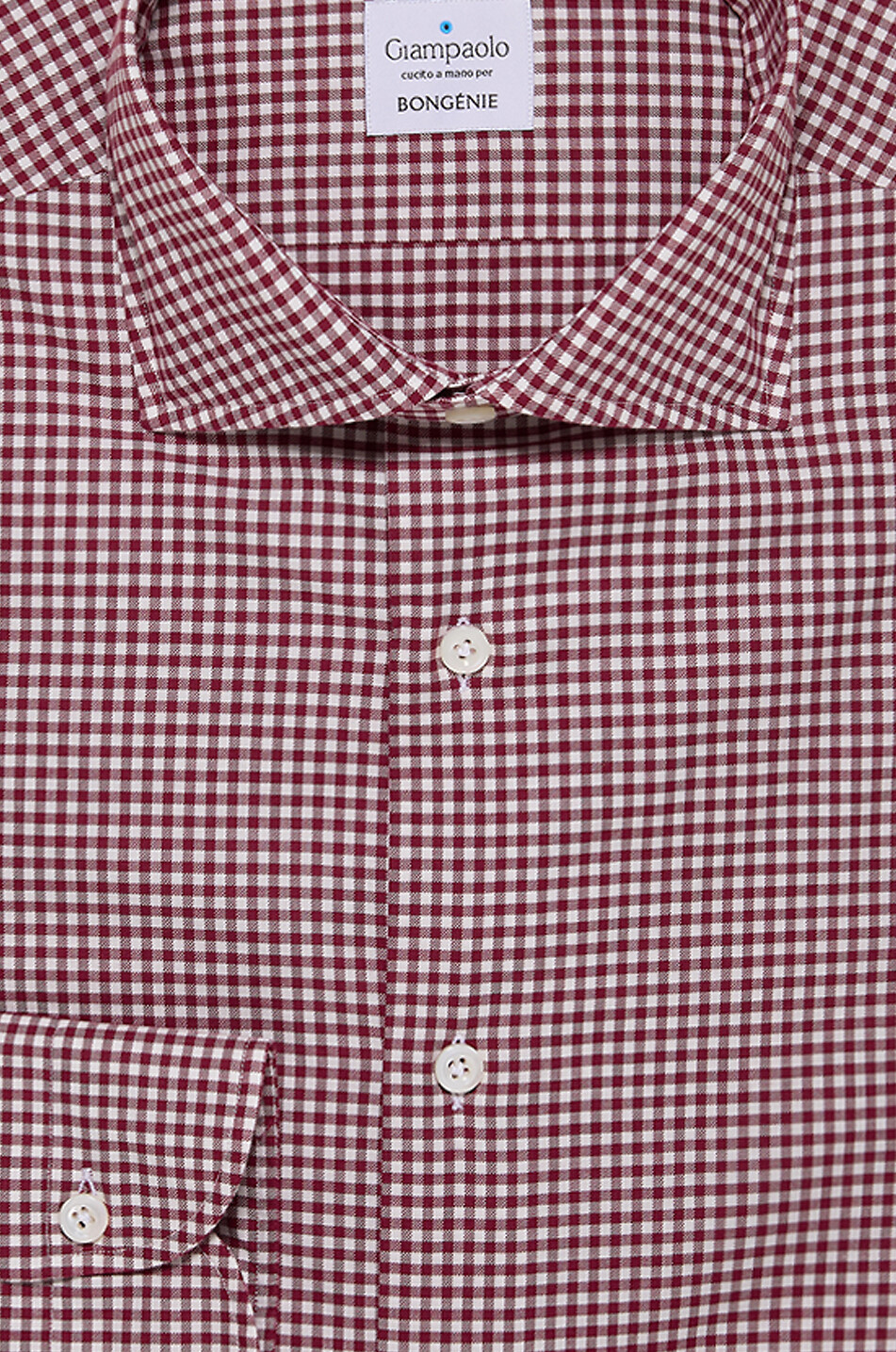 GIAMPAOLO Gingham check cotton shirt with Italian collar Men DARK RED 2