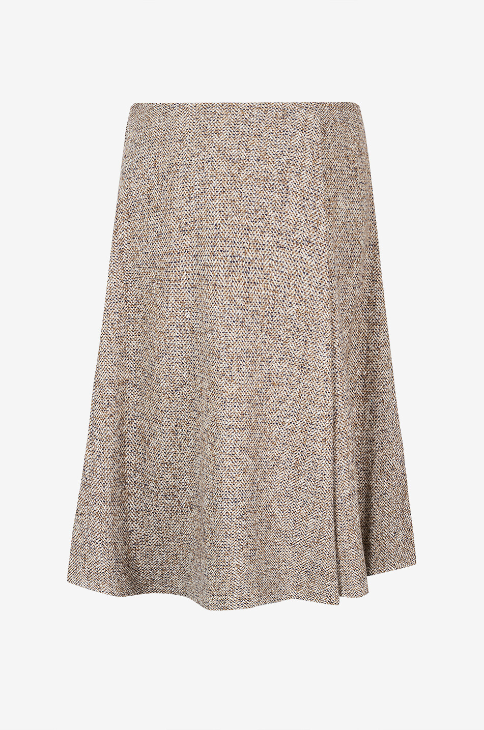 Flared wool twill midi skirt - BRUNELLO CUCINELLI - BEIGE