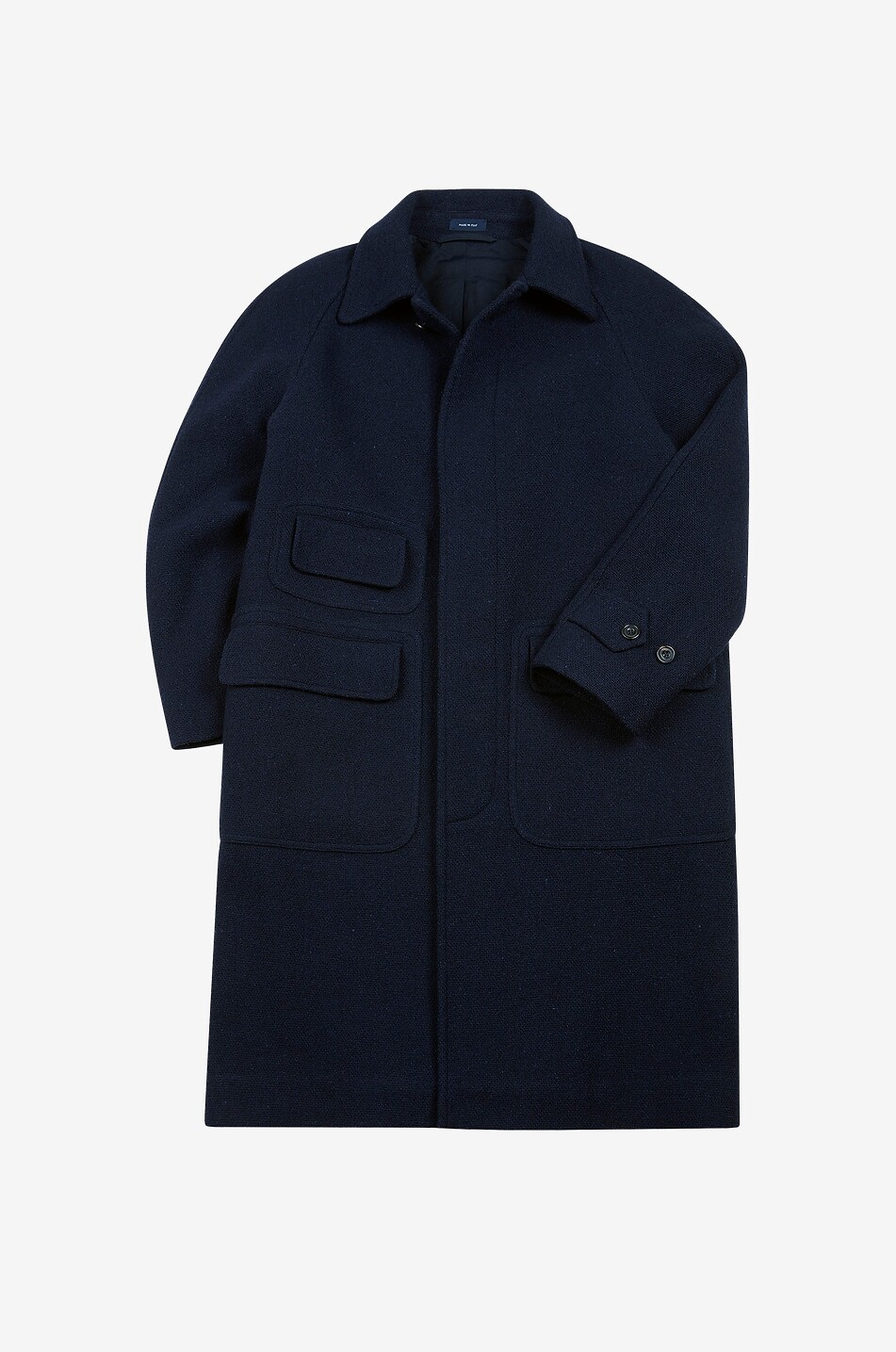 DRAKES Long wool coat with raglan sleeves Men DARK BLUE 1