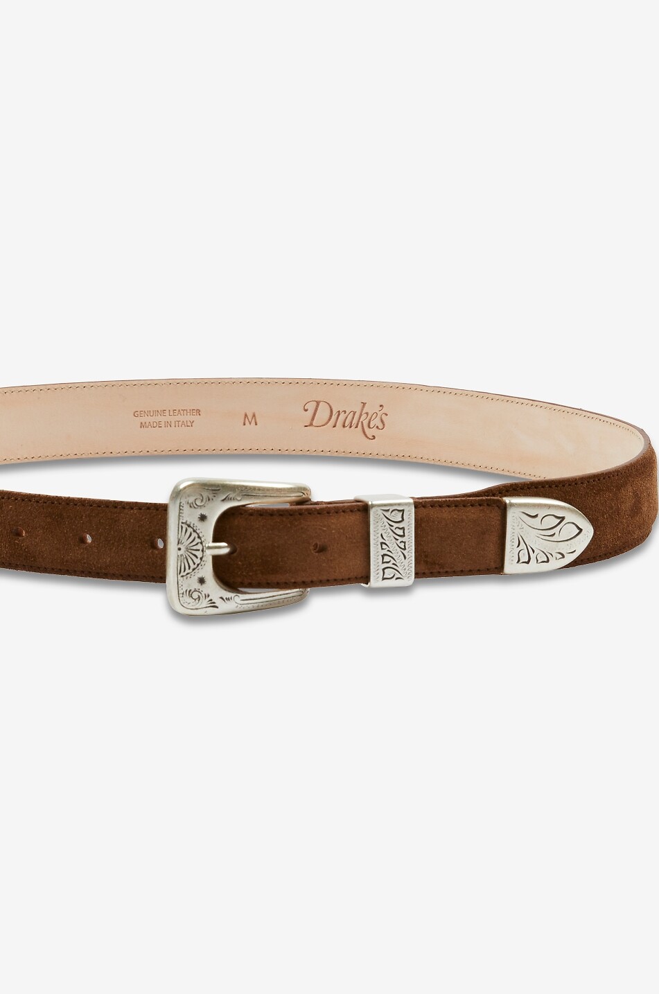 DRAKES Western suede belt 3 cm Men BROWN 3