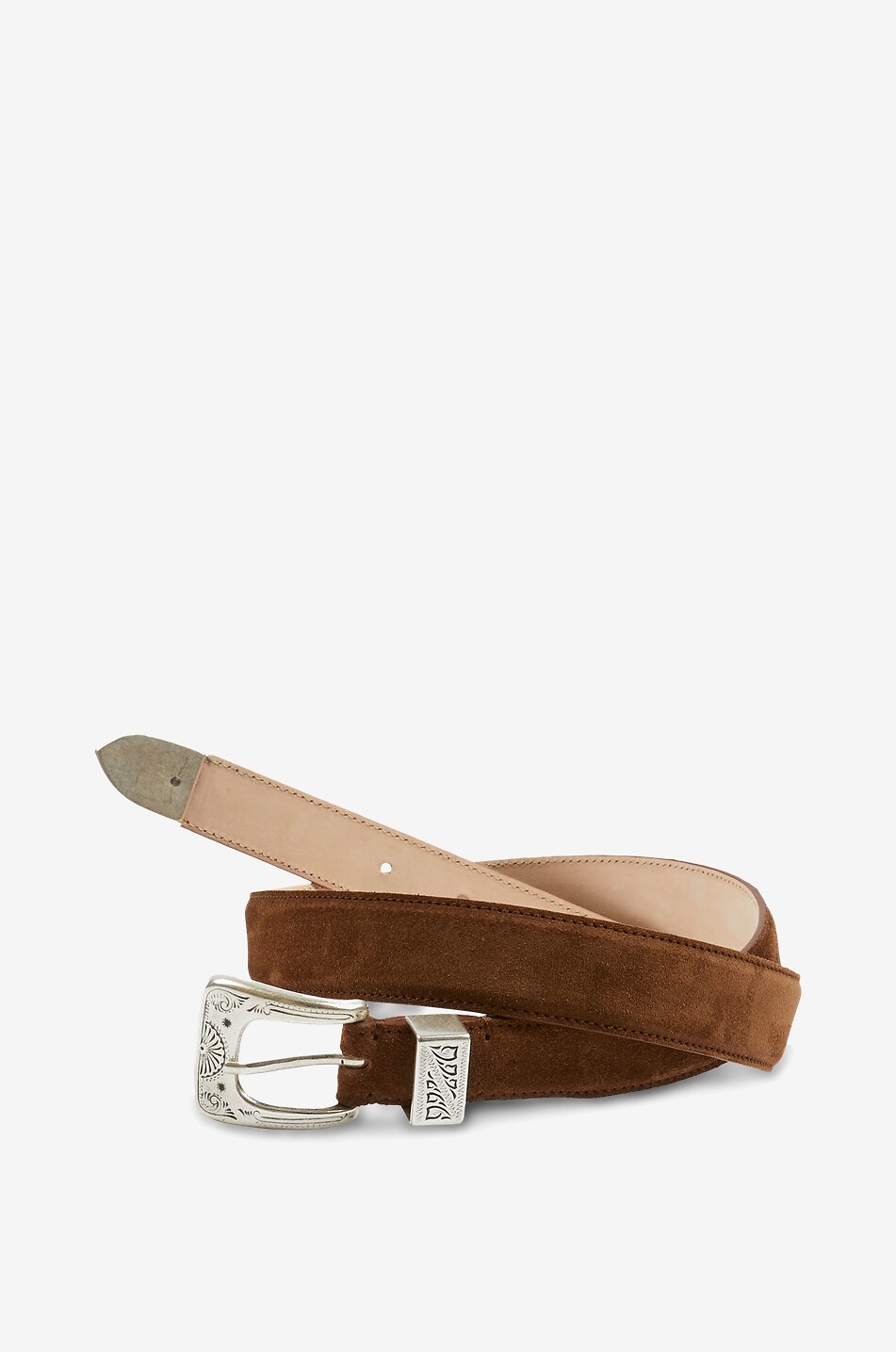 DRAKES Western suede belt 3 cm Men BROWN 4