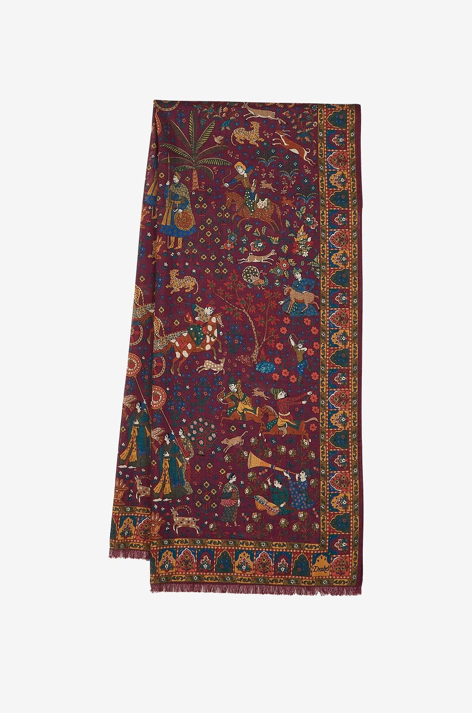 Moghul Garden wool and silk rectangular scarf